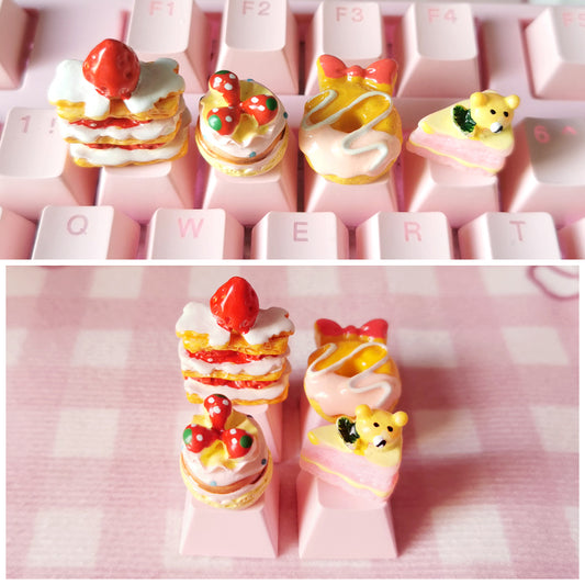 4Pcs Kawaii Dessert Keycap Sets Cool Keycaps